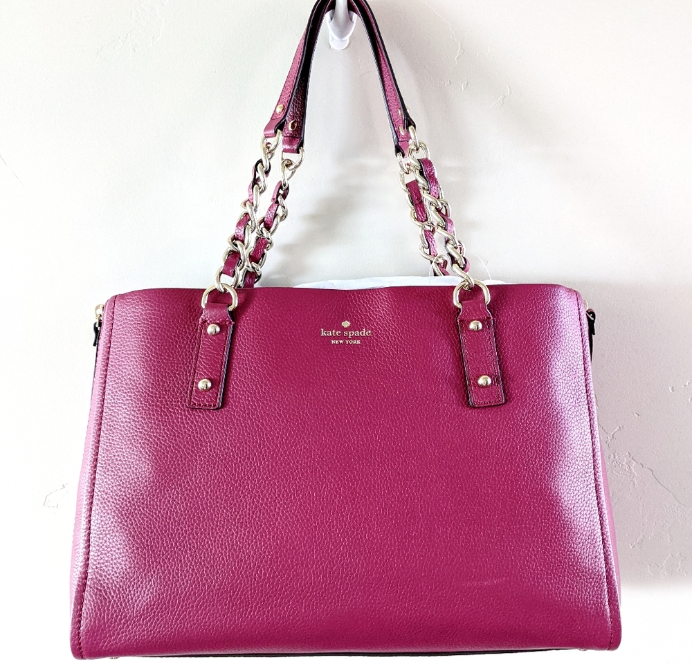 Kate Spade Oversized Cranberry Leather Tote Shoulder Bag Andee Cobble Hill